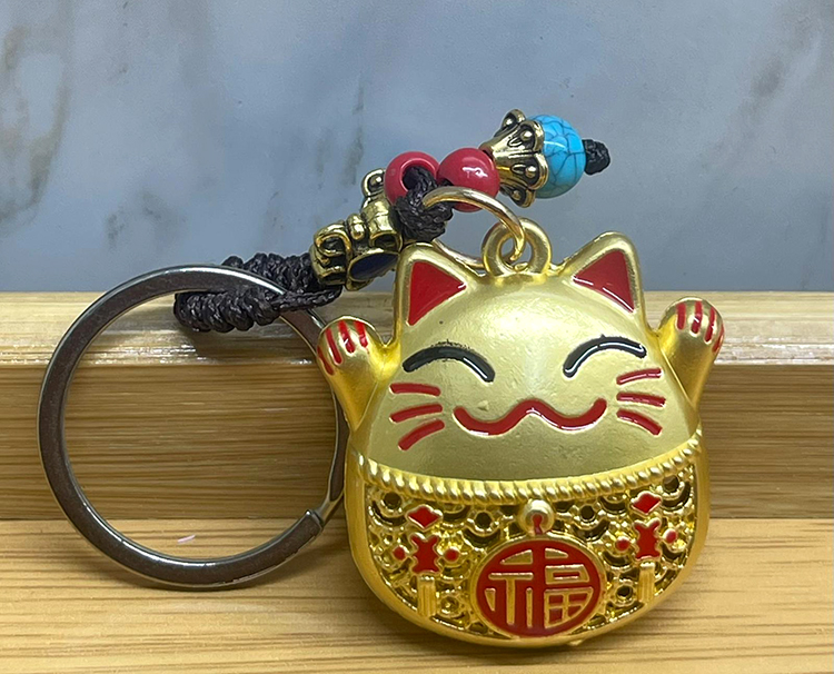 Metal Şans Ve Bereket Kedisi Anahtarlık Model 2