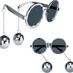 Disko Toplu Küpeli Parti Gözlüğü Gümüş Renk