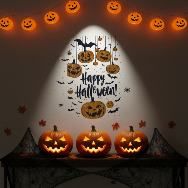Halloween Temalı Balkabaklı Duvar Sticker Seti