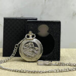 Özel Kutulu Tren Temalı Gümüş Köstekli Saat