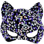 Siyah Kadife Mor Beyaz Pullu Parti Maskesi