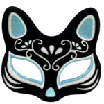 Siyah Süet Gümüş Mavi Simli Kedi Maskesi