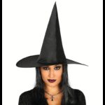 Yetişkin Boy Siyah Cadı Şapkası ve Uzun Siyah Cadı Peruğu