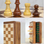 Özel Vernikli Mıknatıs Taşlı Ahşap Katlanabilir Kutulu Satranç Oyunu 25 Cm