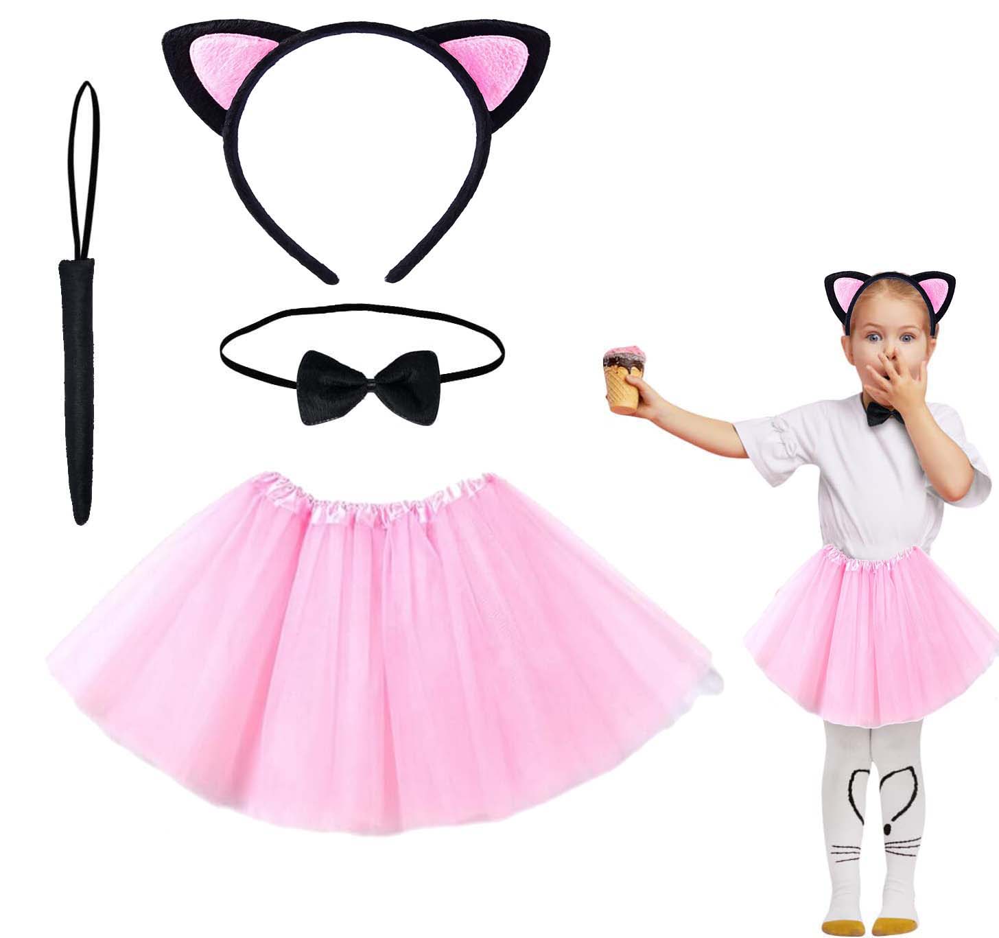 Pembe Renk Kedi Kostüm Seti - Tütü