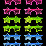 Retro Neon Fosforlu Yıldız Panjur Gözlük - 12 Adet