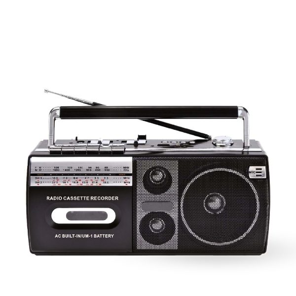 Siyah Kaset Çalar - Bluetooth USB TF AUX FM Özellikli