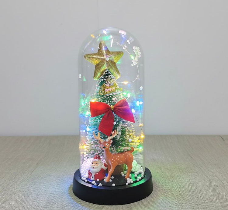 Yılbaşı Temalı Işıklı Dekoratif Cam Fanus - Model 5