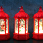 Yılbaşı Temalı Işıklı Kar Küresi Kırmızı Tasarım