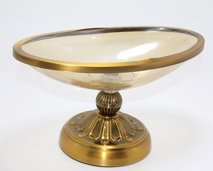 Antik Eskitme Gold Ayaklı Dekoratif Cam Gondol Sunumluk