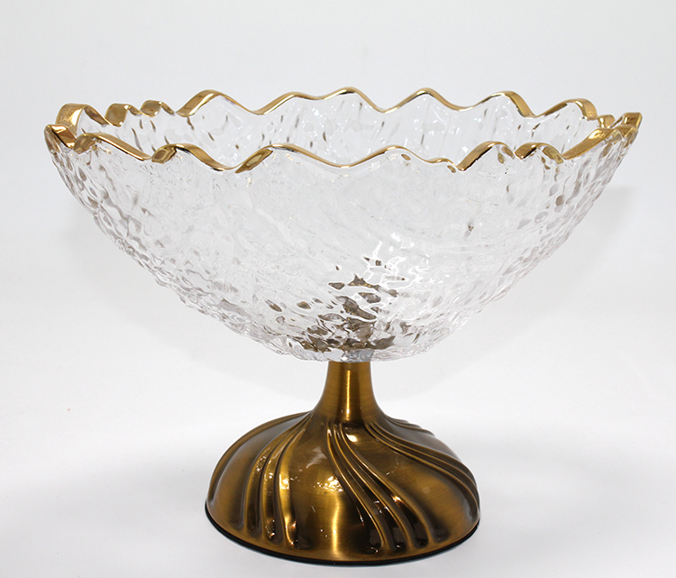 Gold Detaylı Eskitme Ayaklı Dekoratif Cam Sunumluk