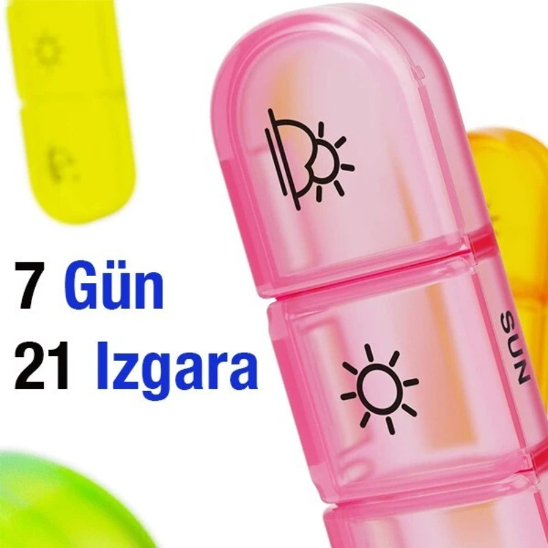 7 Günlük İlaç Kutusu - Sabah Öğlen Akşam 3 Bölmeli - Taşınabilir Tasarım - Görsel 2