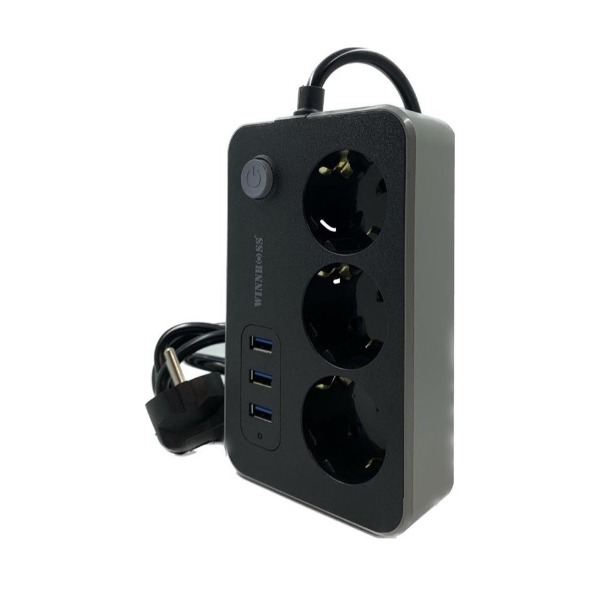 Akım Korumalı 3 Prizli 3 USB Girişli Uzatma Kablosu - Görsel 2