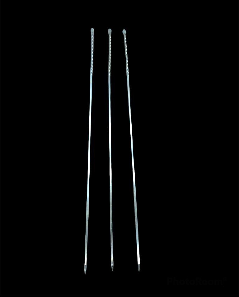 Burgulu Kuşbaşı Şişi - Metal - Kalın Kare - 50 cm