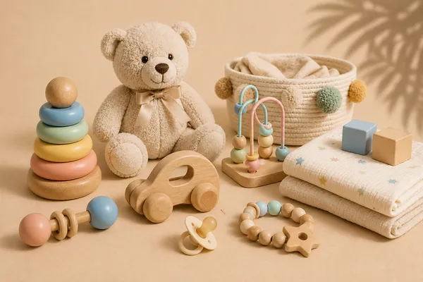 ChatGPT Image Jul 31, 2026, 05_06_09 AM Ahşap oyuncaklar, peluş ayı ve bebek bakım ürünleri