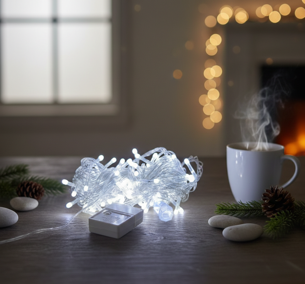 Damla Uçlu Beyaz Işık Şeffaf Kablo 10m 100 Led - Görsel 2