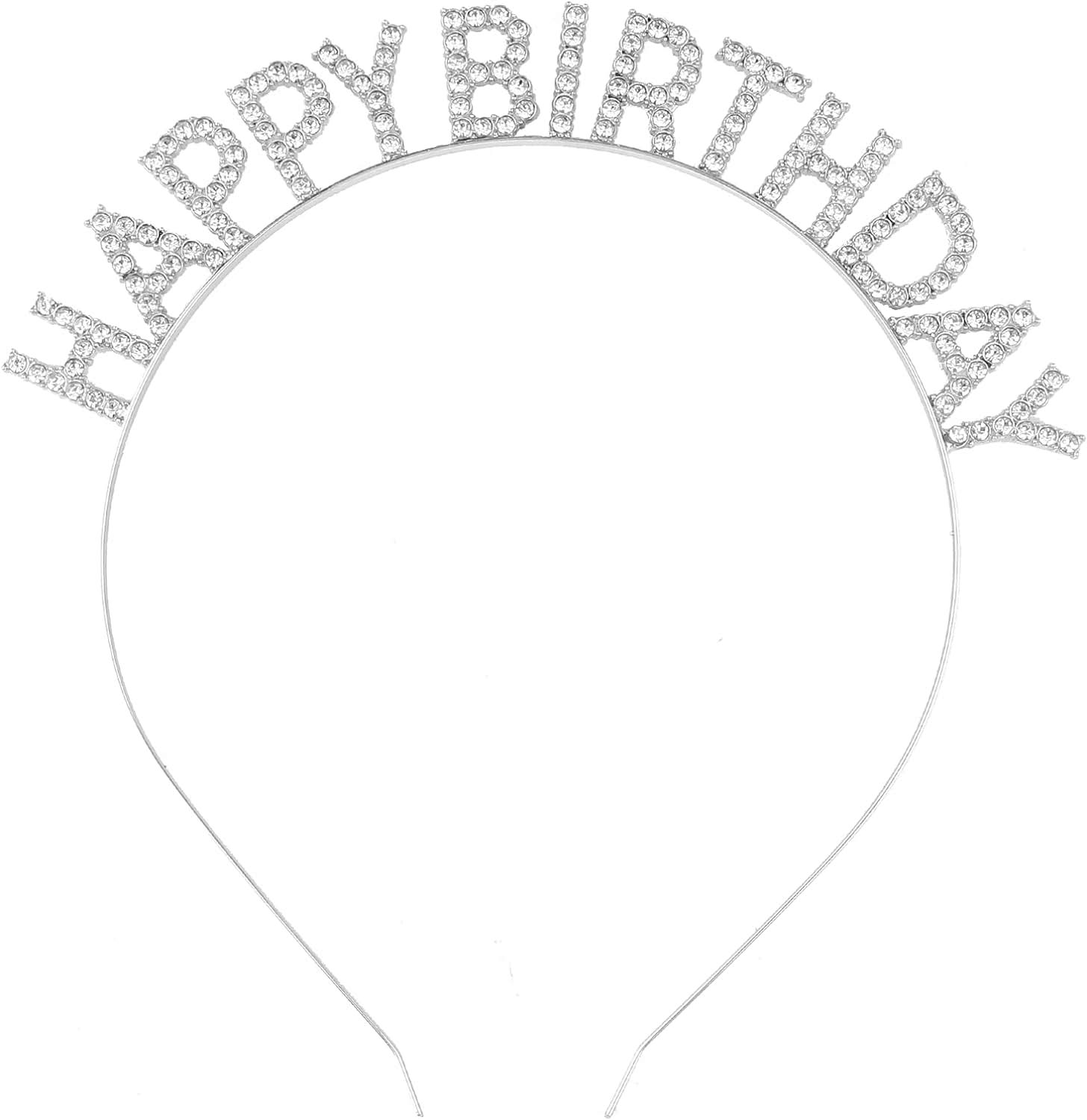 Gümüş Kristal Taşlı Happy Birthday Tacı