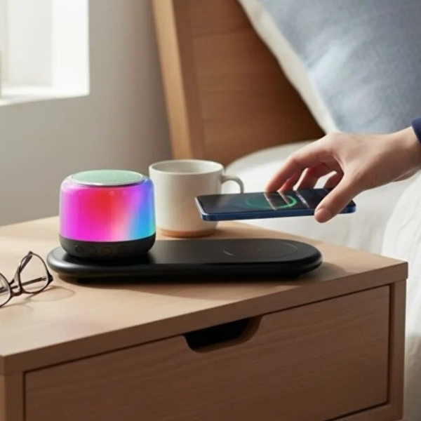 Kablosuz Şarj Standlı Bluetooth Hoparlör - Görsel 2