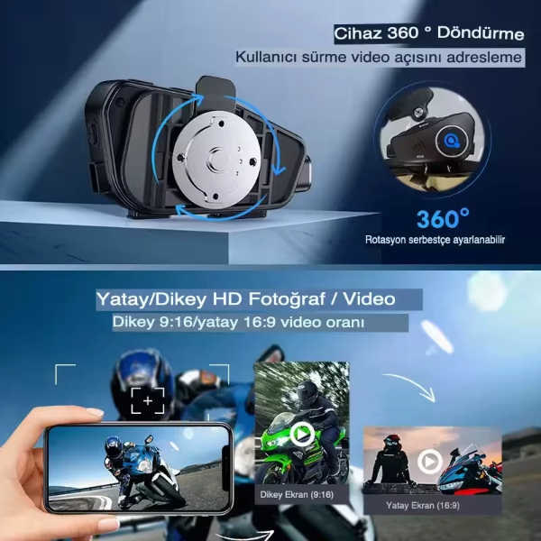 Q28 Kameralı Motosiklet Kask Kulaklığı - Görsel 2
